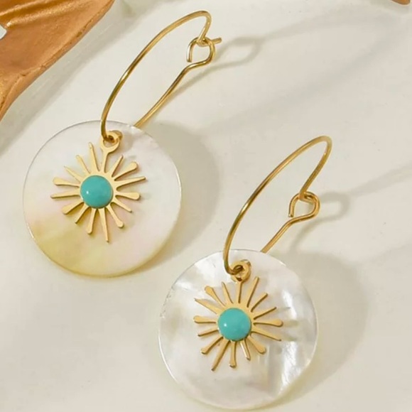 Free People Jewelry - Mother of Pearl Desert Sun Hoop Earrings